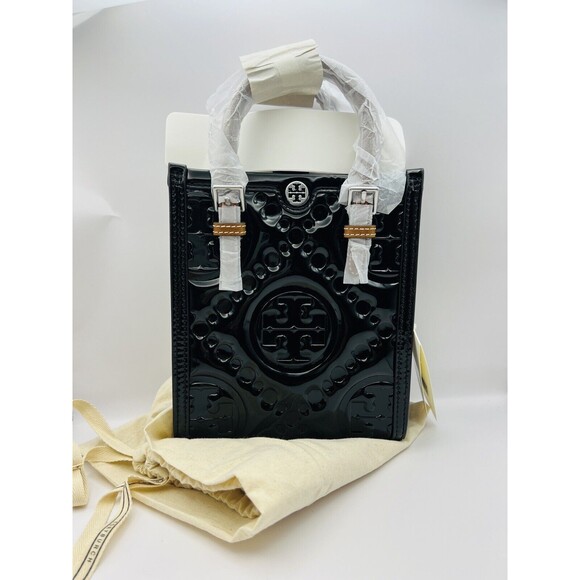 Tory Burch Handbags - Tory Burch T Monogram Tote Puffy Patent Leather Mini N/s Black New $498